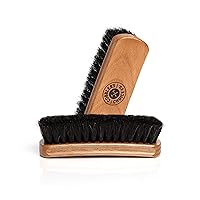 Shoe Brush - 100% Horsehair Shoe Brush - Concaved Handle for Premium Grip, Tan