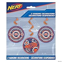 Fun Express Nerf Hanging Swirl Decorations - 26' | Blue, Orange & White | Pack of 3