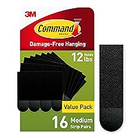 Command Medium Picture Hanging Strips, Damage Free Hanging Picture Hangers, No Tools Wall Hanging Strips for Living Spaces, 16 Black Adhesive Strip Pairs(32 Command Strips)