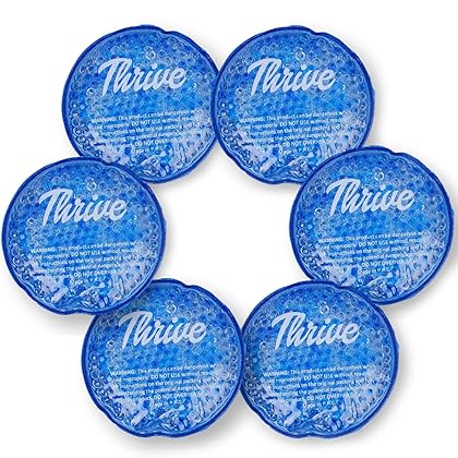 Thrive Round Hot & Cold Ice Packs (6 Pack) – FSA HSA Approved Product - Reusable Gel Bead Ice Pack w/Cloth Fabric Backing – Hot and Cold Pack for Tired Eyes, Sinus Relief