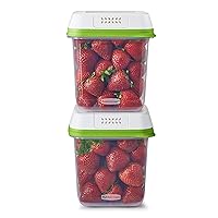 Rubbermaid FreshWorks Saver, Medium Produce Storage Containers, 2-Pack, 7.2 Cup, Clear