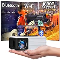 Mini Projector with WiFi Bluetooth, Portable Projector Full HD 1080P Support, YOTON Video Projector for Home Theater, Compatible with PC/Tablet/Fire Stick/iOS and Android Phone Projector