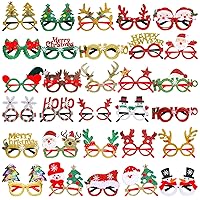 60 Pcs Christmas Glasses Funny Glitter Glasses Christmas Party Favor Glasses Santa Reindeer Snowman Shaped Glasses Xmas Decorations for Kids Adults Holiday Eyewear Xmas Funny Photo Booth