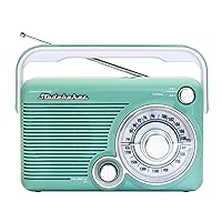 Studebaker SB2002TE Portable AM/FM Radio with Headphone Jack and Aux-in Jack (Teal/White)