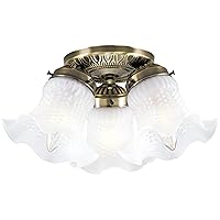 Westinghouse Lighting 6668600 Three-Light Flush-Mount Interior Ceiling Fixture, Antique Brass Finish with Frosted Ruffled Edge Glass