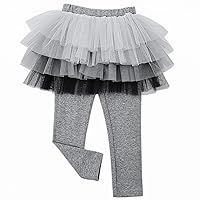 Little Girls Footless Leggings with Tutu Ruffle Twinkle Star Skirt Stretchy Cotton Pantskirt