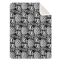 Black and White Cool Pineapple Baby Swaddle Blanket for Boys and Girls, Muslin Baby Receiving Swaddle Blanket, Soft Cotton Nursery Swaddling Blankets for Newborn Toddler Infant