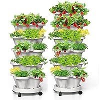 2 Pack 5 Tiered and 6 Tiered Strawberry Vertical Planter Tower Garden