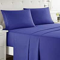 Nestl Queen Sheet Set - 4 Piece Bed Sheets for Queen Size Bed, Double Brushed Queen Size Sheets, Hotel Luxury Royal Blue Sheets, Extra Soft Bedding Sheets & Pillowcases