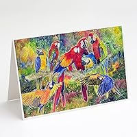 Caroline's Treasures 8600GCA7P Parrot Greeting Cards and Envelopes Pack of 8 Blank Cards with Envelopes Whimsical A7 Size 5x7 Blank Note Cards