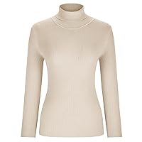 Women's 2023 Turtleneck Slim Ribbed Sweater Fall Basic Long Sleeve Casual Knit Shirts Fitted Solid Color Jumpers