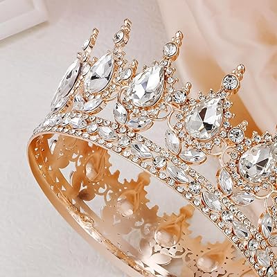 Mua Aprince Baroque Crystal Queen Crown for Women Princess Crowns and  Tiaras for Little Girls elf crown for flower bouquet Headband for Bride  Hair Accessories Wedding Crown Bride Tiaras (Rose Gold+Clear) trên