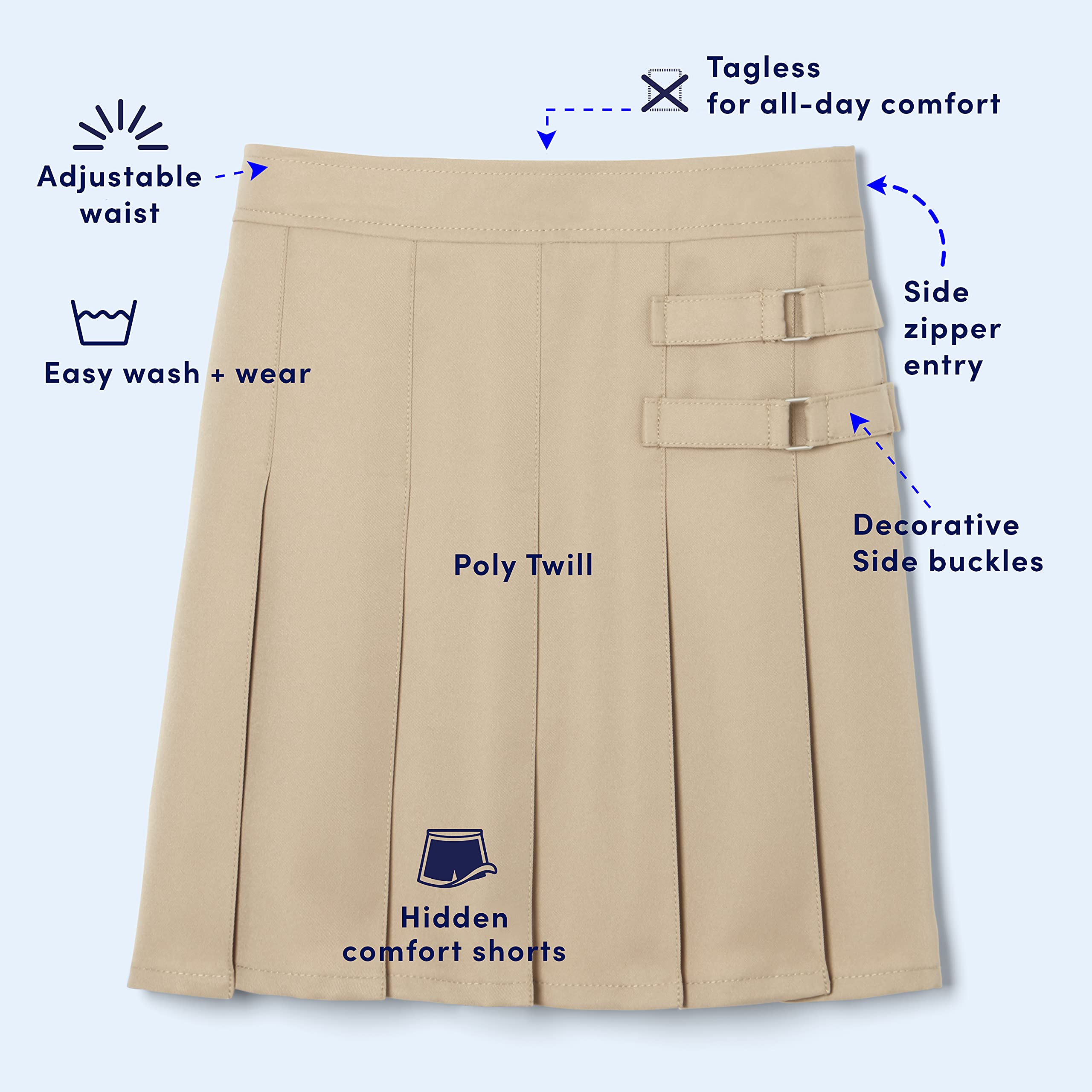 French Toast Girls' Two-Tab Pleated Scooter Skirt