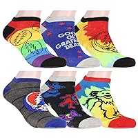 Grateful Dead Socks Adult Tie Dye Dancing Bears And Steal Your Face 6 Pack Ankle Socks