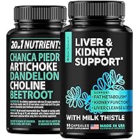 Liver Cleanse Detox & Repair - Milk Thistle, Dandelion Root, Choline, Beetroot, Chanca Piedra, Artichoke Extract, Turmeric - Liver Health, Gallbladder Cleanse & Kidney Support Supplement - 60 Capsules