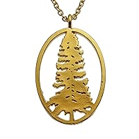 California Redwood Gold-Dipped Pendant Necklace on Rolo Chain
