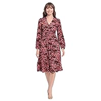 London Times Women's Smocked Empire Waist Fit and Flare Dress