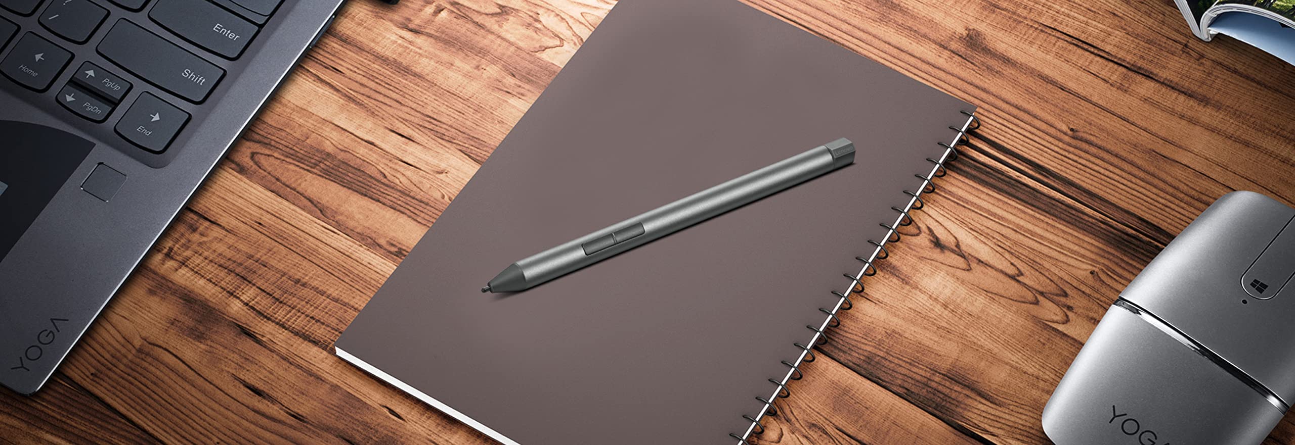 Lenovo Digital Pen 2 (Laptop) - Ultra-Tactile Response - 4,096 Levels of Pressure - Natural Feel Elastometer Pen Tip - Extended Battery Life - Silver, Grey