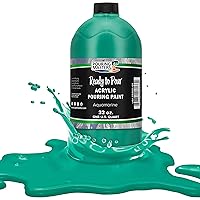 Aquamarine Acrylic Ready to Pour Pouring Paint - Premium 32-Ounce Pre-Mixed Water-Based - for Canvas, Wood, Paper, Crafts, Tile, Rocks and More