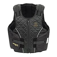 Ovation Kids' ComfortFlex Body Protector Durable Comfortable Adjustable Safety Reflective Piping Equestrian Riding Vest, Black