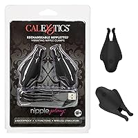 CalExotics Nipplettes Rechargeable Nipple Clamps, Easy Squeeze and Fully Adjustable - Black SE-2589-50-2
