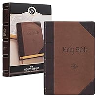 KJV Holy Bible, Giant Print Full-size Faux Leather Red Letter Edition - Thumb Index & Ribbon Marker, King James Version, Two-tone Brown KJV Holy Bible, Giant Print Full-size Faux Leather Red Letter Edition - Thumb Index & Ribbon Marker, King James Version, Two-tone Brown Imitation Leather