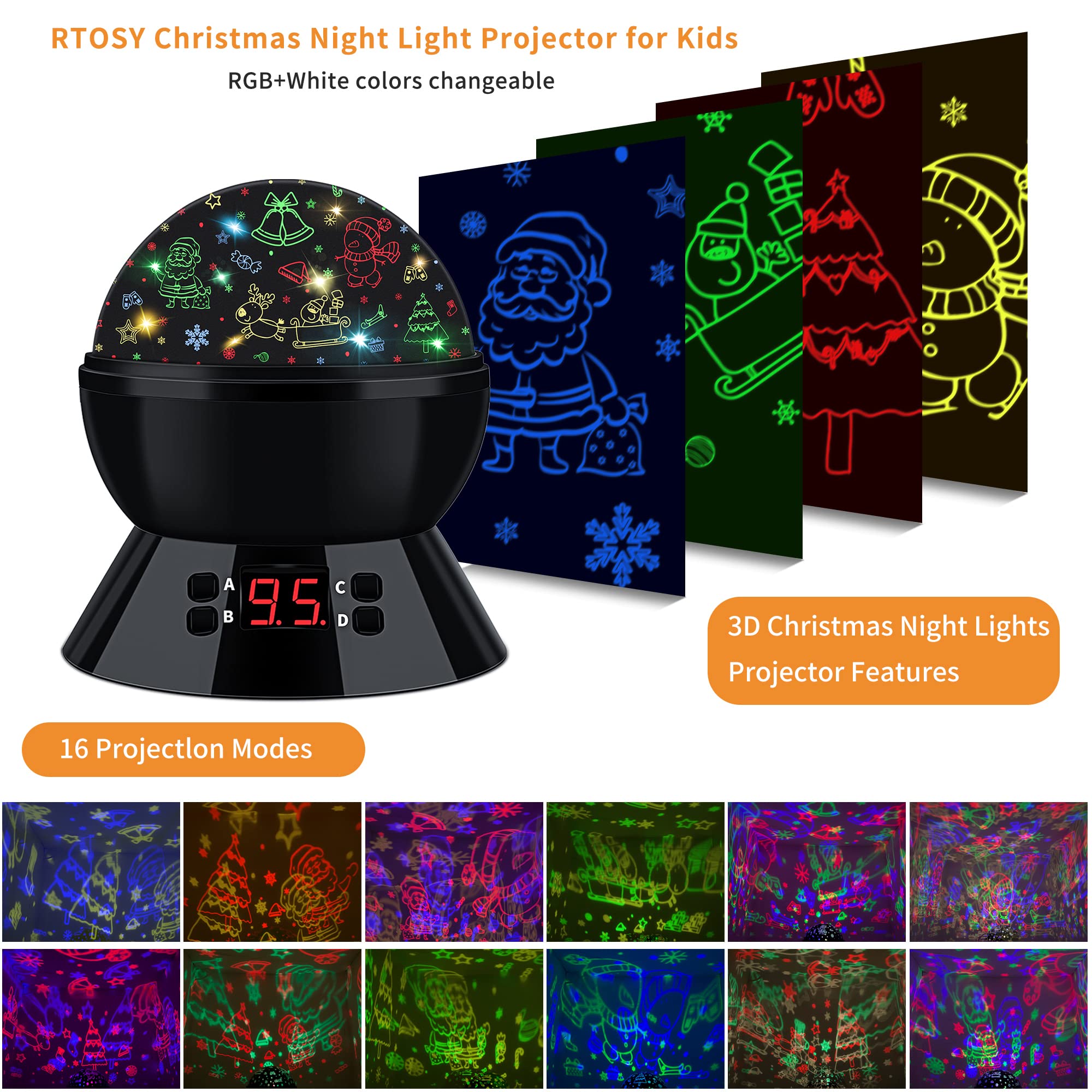 Lamp for Christmas Lights Indoor Decorations, Christmas Projector with Timer, 360 Degree Rotation Star Projection Light for Xmas Newyear Theme Party Garden Bedroom