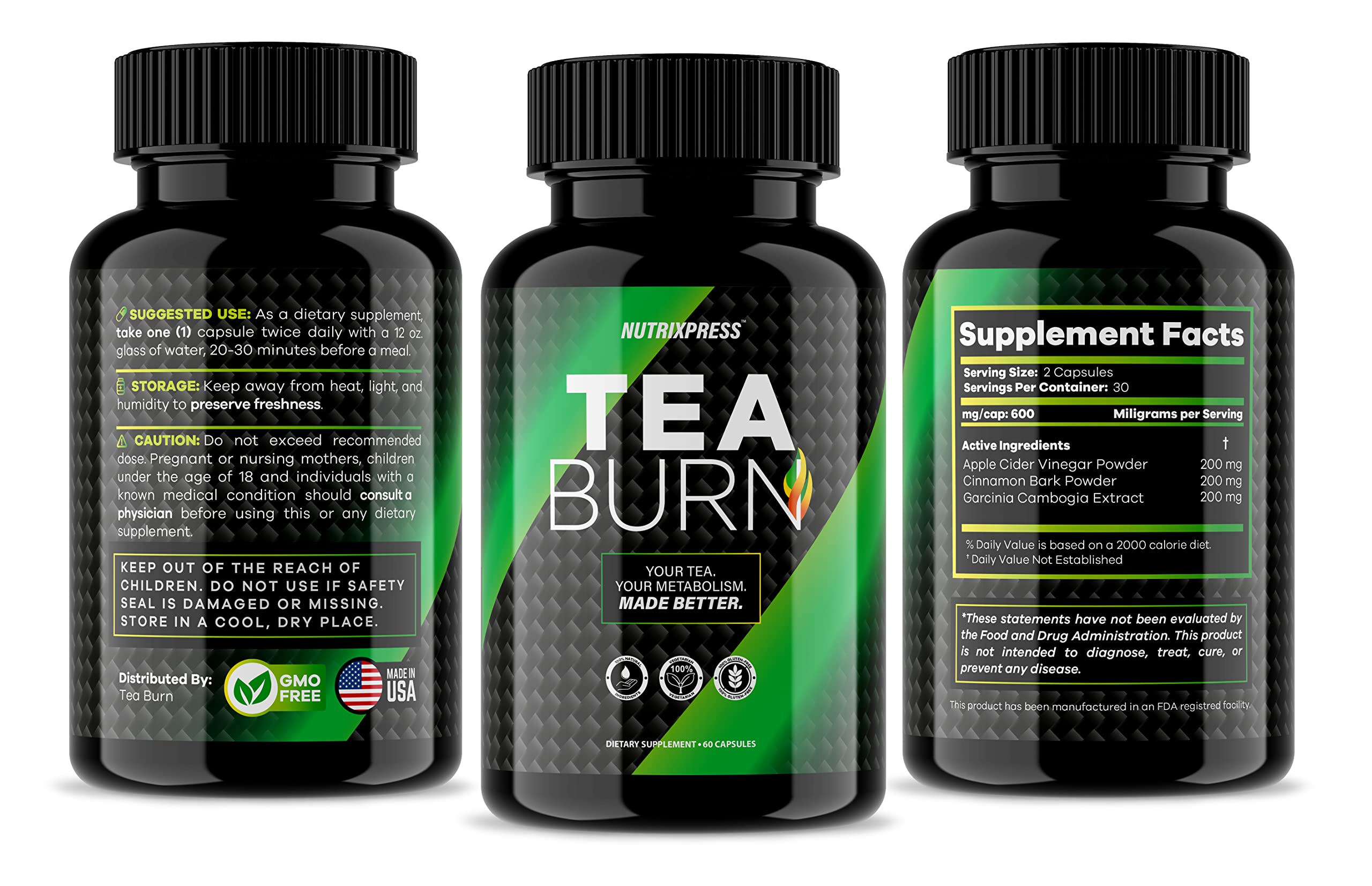 1 Pack - TeaBurn Now in Pills - New Revamped Revolutionary Tea Burn Formula, Powder Packets for Healthy Control, Effective for Women and Men, 30 Days Supply