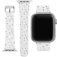 Wrist Band Compatible for Apple Watch Series 7/6/5/4/3/2/1/SE & Matching Phone Case Print Pattern Airplanes Boy Cute Planes Trend Colored Strap 38-40-41-42-44-45 mm PU Leather Bracelet Funny