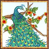 Tobin Peacock, 14 x 14 Counted Cross Stitch Kit, Blue, by The Yard