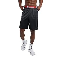 Champion Mens Shorts, Mesh Gym Lightweight Athletic (Reg. Big & Tall) Running-shorts, Black C Patch Logo, Large US