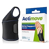 Actimove Sports Edition Wrist Support Adjustable with COOLMAX AIR Technology - For Pain Management of Weak, Injured or Sprained Wrists - Left/Right Wear - Black, Universal Size​