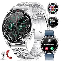 Smart Watches for Men (Answer/Make Calls),1.32'' HD Touchscreen,100 Sports Modes,IP68 Waterproof Smartwatch with Blood Pressure/Heart Rate Monitor/Blood Oxygen for Android and iOS Silver