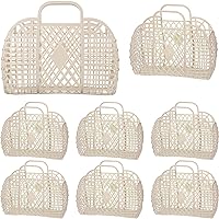 Tatuo 8 Pcs Jelly Purse Jelly Basket Beach Bags Reusable Handbags Plastic Eater Egg Basket for Women Girls kid