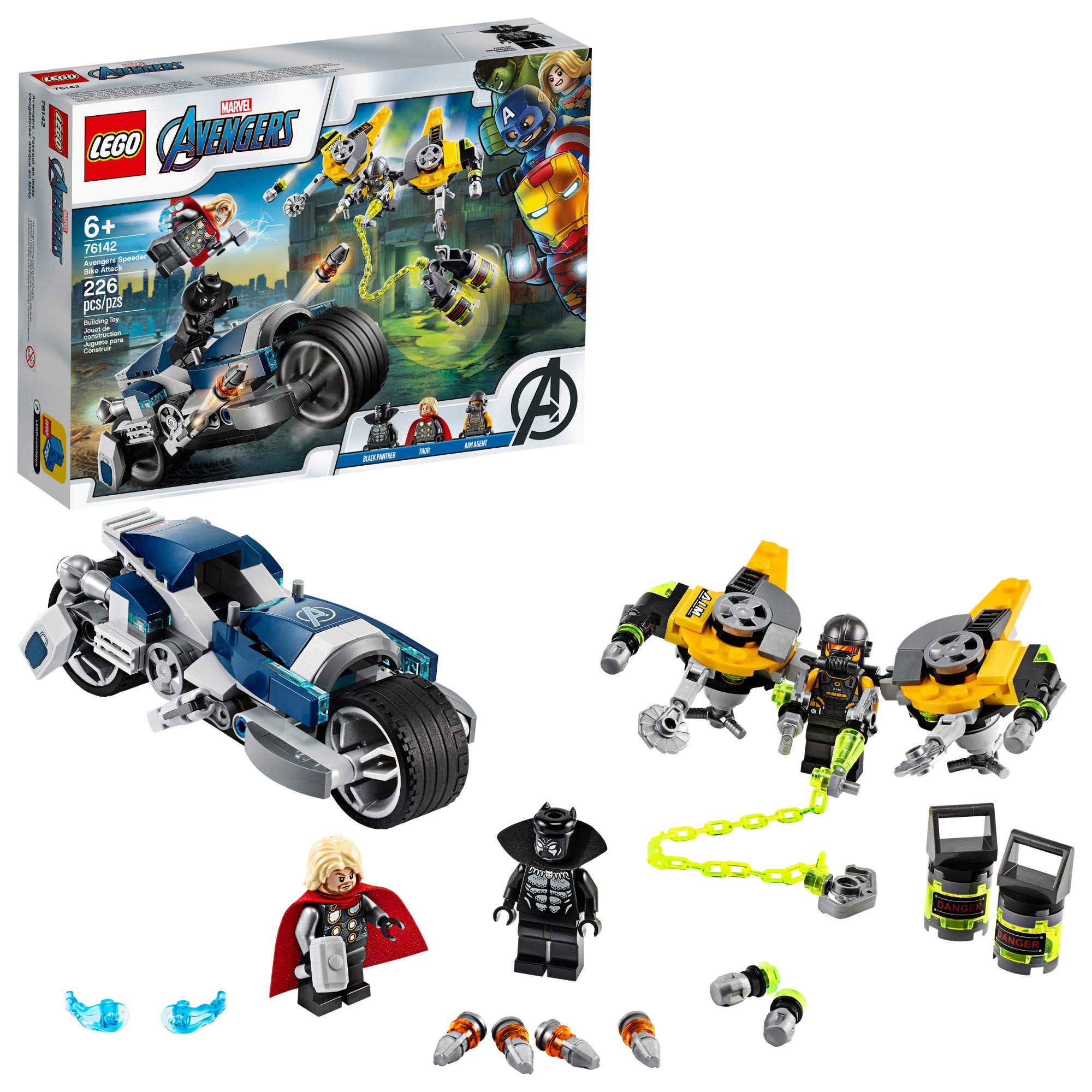 LEGO Marvel Avengers Speeder Bike Attack 76142 Black Panther and Thor Buildable Superhero Toy, Great Gift for Kids, New 2020 (226 Pieces)