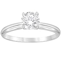La4ve Diamonds 1/2-3.00 Carat Prong Set Lab Grown Diamond Round-cut Solitaire Engagement Ring (J, VS-SI1) in 14K White Gold | Fine Jewelry for Women Girls | Gift Box Included
