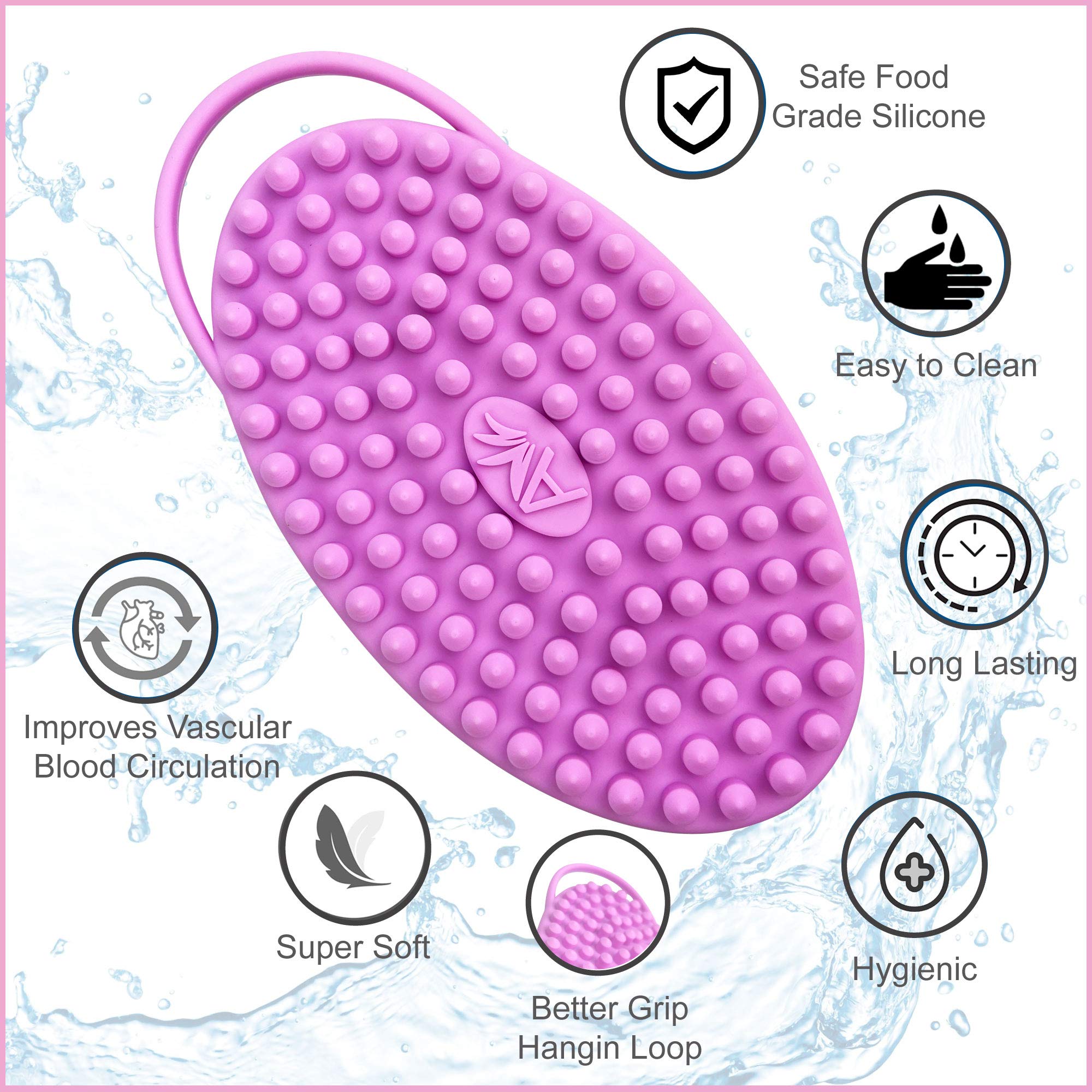 Avilana Exfoliating Silicone Body Scrubber Easy to Clean, Lathers Well, Long Lasting, and More Hygienic Than Traditional Loofah (Style 1, Pink)