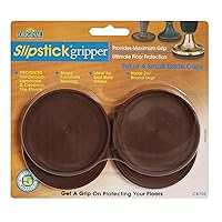 Slipstick Universal Non Slip Rubber Protector Pads (Set of 4) 3 Inch Round Gripper Pads to Prevent Sliding and Protect Hard Surfaces, Brown, CB755
