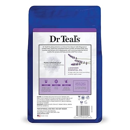 Dr Teal's Pure Epsom Salt, Soothe & Sleep with Lavender, 3 lb (Pack of 4) (Packaging May Vary)