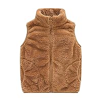 Flannel Jacket for Boys Infants Fleece Stand Collar Cotton Padded Outwear Kids Two Pockets Zipper Warm Solid Coat