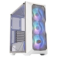 Cooler Master MasterBox TD500 Mesh White Airflow ATX Mid-Tower with Polygonal Mesh Front Panel, Crystalline Tempered Glass, E-ATX up to 10.5
