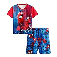 Toddler Boys Super Hero Graphic T-Shirt and Shorts Set for Kids 2 Piece Outfit Set 3-12 Years