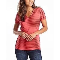 Nautica Women's Easy Comfort V-Neck Striped Supersoft Stretch Cotton T-Shirt