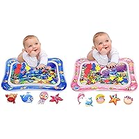 Infinno Tummy Time Mat Premium Baby Water Play Mat for Babies, Baby Toys for 3 to 24 Months, Blue Whale Style and Pink Dolphin Style