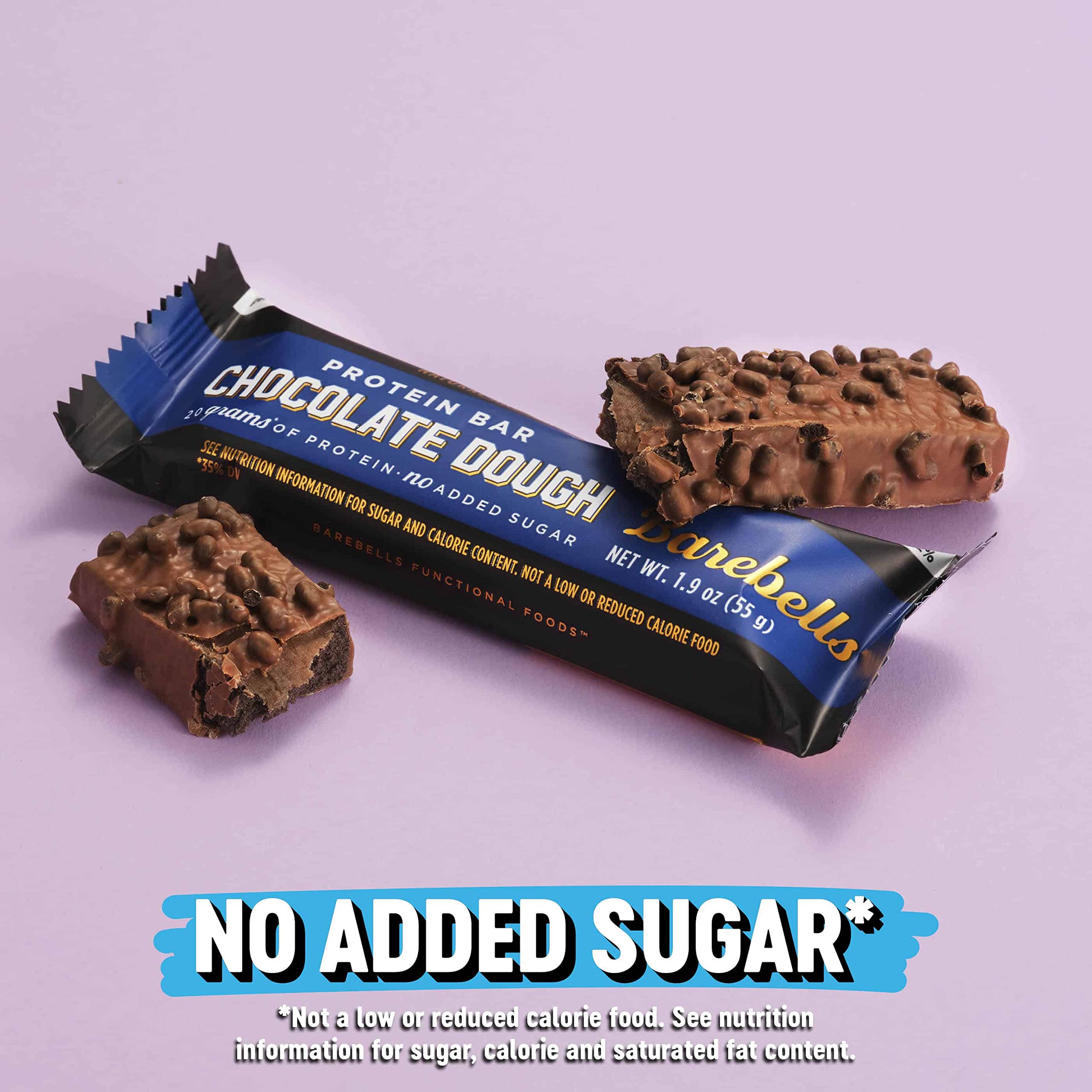 Barebells Protein Bars Chocolate Dough - 12 Count, 1.9oz Bars - Protein Snacks with 20g of High Protein - Chocolate Protein Bar with 1g of Total Sugars - On The Go Protein Snack & Breakfast Bars