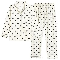 Vopmocld Big Girls Button Down Sleepwear Short Sleeve Long Pants 3PCS Pajama Sets Casual Lapel Loungewear Florals Nighty