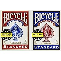 Bicycle Poker Index Playing Cards, Standard, Red and Blue, 2 Piece