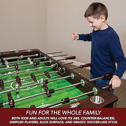 Hathaway 56-Inch Primo Foosball Table, Family Soccer Game with Wood Grain Finish, Analog Scoring and Free Accessories