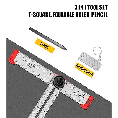 RONGPRO 24 Inch Adjustable T-Square Measuring Tools Layout Tools Aluminum  Drywall A-Square 