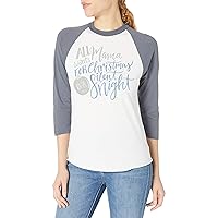 Soffe Women's Funny Novelty Christmas Sloga Raglan-All Mama Want is a Silent Night